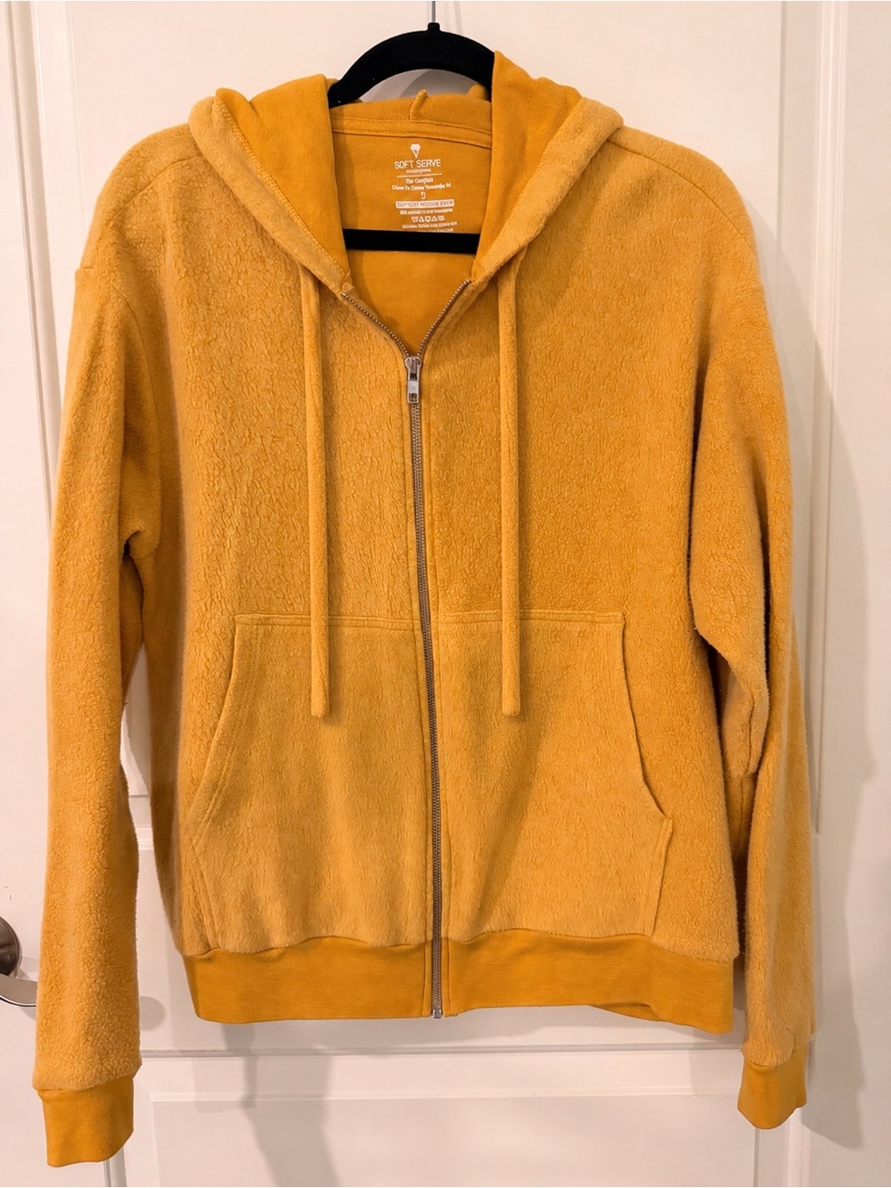 Soft Serve Clothing Cloud Cotton Full Zip Hoodie Mustard Yellow Size Small
